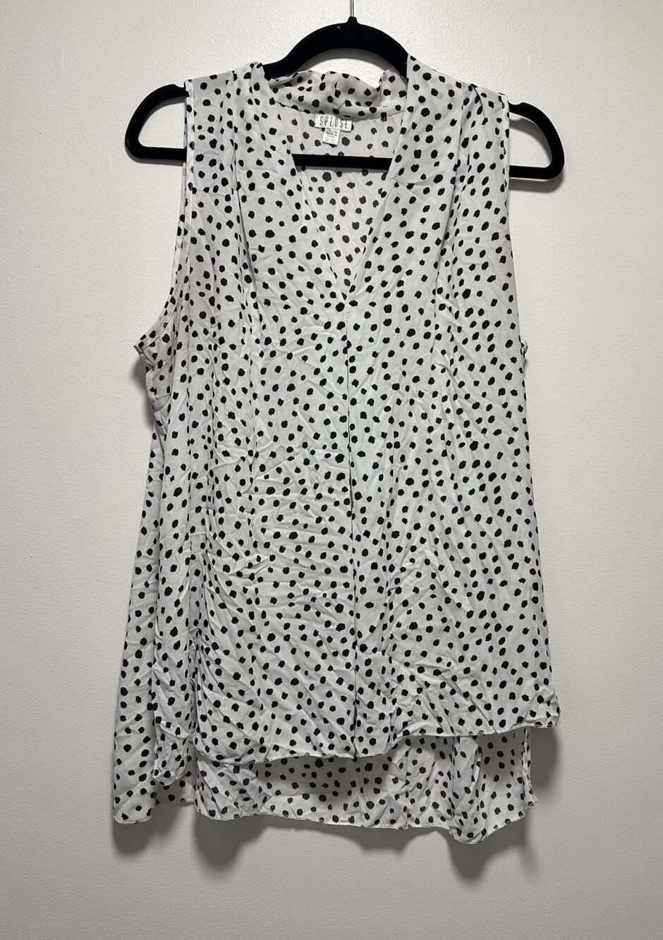 Spense Women's Sleeveless Polka Dot Tank Top Size XL Flowy Lightweight Top
